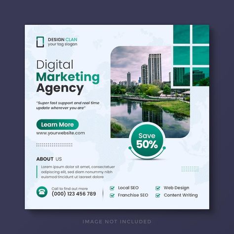 Digital marketing agency corporate socia... | Premium Psd #Freepik #psd #square #post #flyer #template Digital Marketing Poster Design Ideas, Corporate Social Media Post, Post Flyer, Corporate Social Media, Corporate Banner, Free Social Media Templates, Fb Banner, Writing Images, Dj Photos