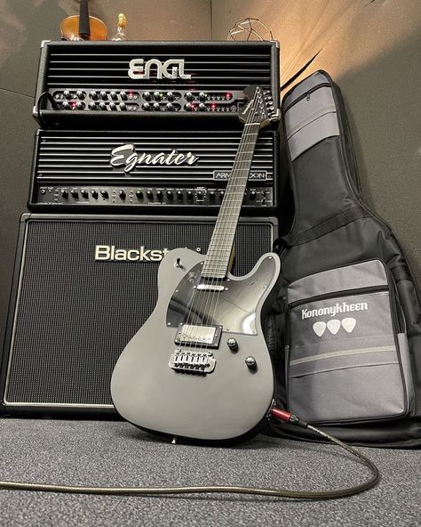 Rad rig here! From @theofficialflysh of @s.o.f.i.a.metal band These things are loud! #blackguitar #2021guitar #newguitarday #ngd Electric Guitar Telecaster, Electric Guitar Fender, Electro Guitar, Dream Guitar, Blue Electric Guitar, Guitar Fender, Pretty Guitars, Dream Song, Esp Guitars