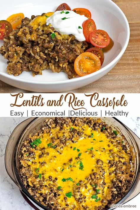 Lentil Casserole Recipes, Lentils And Rice Recipe, Lentil Casserole, Lentil Recipes Easy, Lentils Rice, Recipe Casserole, Chicken Lentil, French Green Lentils, Canned Lentils