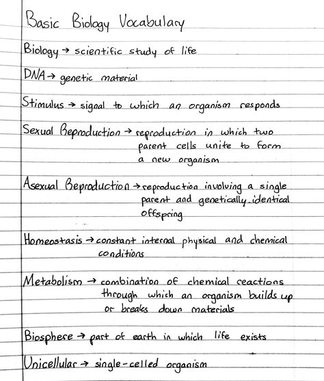 Basic Biology Vocabulary Basic Biology Terms, Biology Vocabulary Notes, Biology For Beginners, Biology Basic Knowledge, Basic Biology Knowledge, Basic Medical Knowledge, Basic Biology Notes, Paramedic Notes, Biology Terms