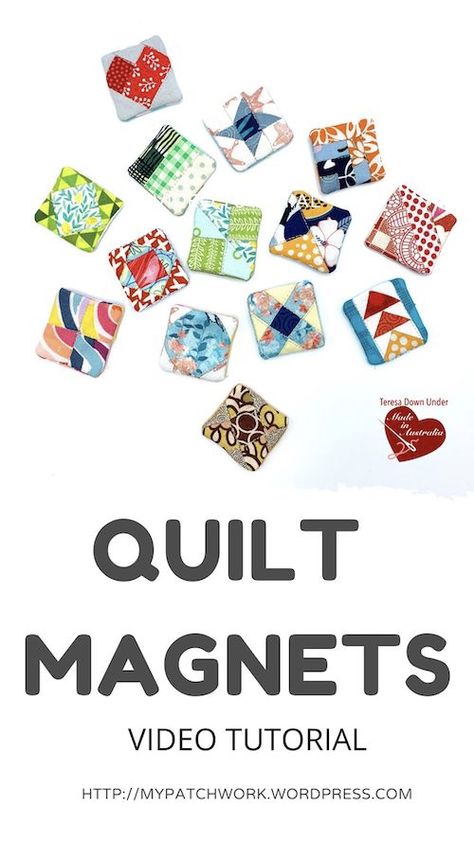 Quilted Magnets, Quilt Magnets, Small Quilted Gifts, Sewing With Scraps, Magnets Diy, Quilt Videos, Heart Quilts, Flying Geese Quilt, Scrap Fabric Projects