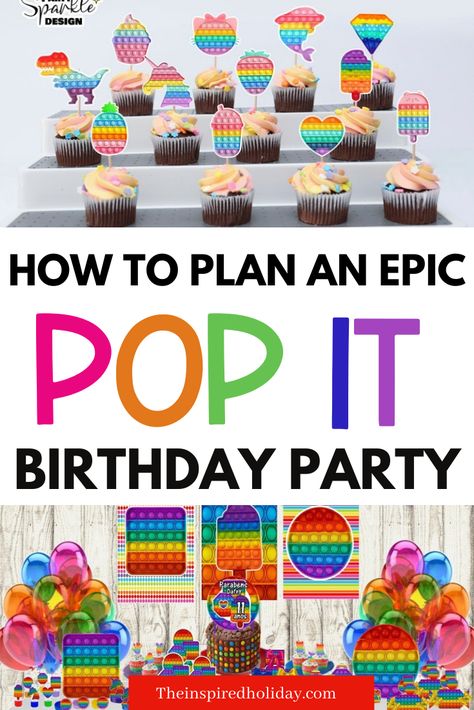 Pop It birthday party ideas are here! Plan an epic fidget themed birthday with these incredible ideas. Pop It birthday parties are easier to plan than you think. We all know a kid obsessed with pop its so why not throw them an incredible fidget birthday this year? Wait until you see the great pop it party decor and favors I found. It's such a fun party theme for kids! 7 Year Birthday Party Themes, 7 Year Birthday Party Ideas, Pop It Themed Birthday Party, It Themed Birthday Party, It Birthday Party, Pop It Party, Pop It Birthday, It Party, 7th Birthday Party Ideas