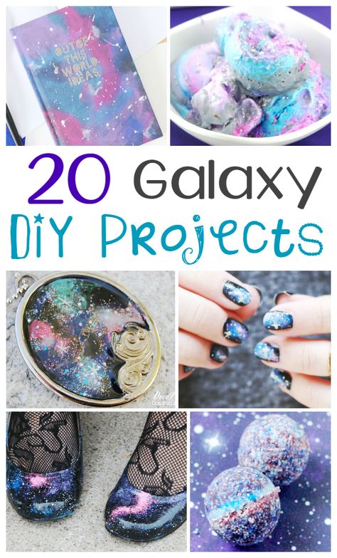 20 DIY Galaxy Projects Diy Galaxie, Galaxy Crafts, Galaxy Projects, Diy Galaxy, Crafts For Teens To Make, Party Deco, Dollar Store Crafts, Space Crafts, Diy For Teens