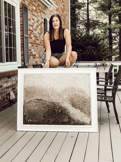 I'm absolutely obsessed with how this DIY wall art hack came out! I've been eyeing a gorgeous piece of wall art at Pottery Barn, called the "pearlite print" for quite awhile now. It is both rustic and textured with beautiful mauve, brown and burgundy tones. The trim around it is white. It goes for nearly $700 to over $1,000 depending which size you buy. I knew I could recreate the look for less and get the same vibe using materials I already had! Here's the full tutorial of this easy D… Polyfilla Art, Easy Diy Wall Art Painting, Spackle Painting, Diy Wall Art Painting, Pottery Barn Wall Art, Pottery Barn Paint, Easy Diy Wall Art, Painting With Texture, Pottery Barn Hacks