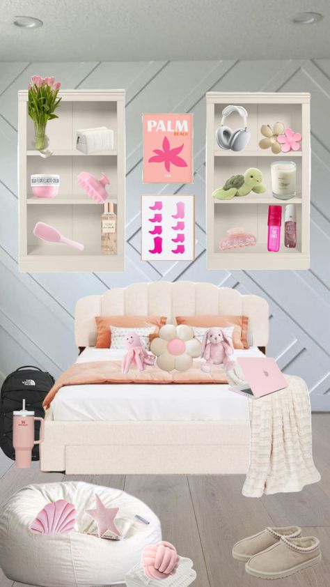 #room #bedroom #preppy #pink #cute Pink Preppy Bedroom, Preppy Girls Room, Preppy Teen Room, Shuffles Room, Bedroom Preppy, Preppy Bedroom, Bedroom Redesign, Preppy Things, Room Vanity