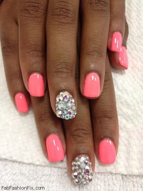 Nail Art Dessin, Hot Pink Nails, Her Nails, Bright Nails, Pink Nail Designs, Get Nails, I Love Nails, Diamond Nails, Cute Nail Designs