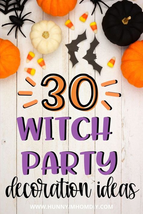 Hocus Pocus Witch Party Decoration Ideas Halloween Witch Party Ideas, Hocus Pocus Centerpieces Diy, Witch Themed Decorations, Witch Halloween Party Ideas, Witches Theme Party, Witchy Birthday Party Decor, Hocus Pocus Themed Movie Night, Witches Birthday Party, Witches Night