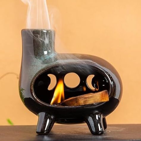 Amazon.com: MOUGIGI Palo Santo Holder with Chiminea Function, Modern Ceramic Incense Burner for Wood Sticks and Cones - Spiritual, Sage Smudge Bowl for Yoga and Meditation Classes : Home & Kitchen Chimney Incense Burner, Ceramic Smudge Dish, Handmade Ceramic Incense Holder, Ceramics 1 Projects, Ceramic Incense Holder Ideas, Clay Incense Stick Holder, Ceramic Oil Burner Handmade Pottery, Clay Ideas Incense Holder, Ceramic Gift Ideas For Men