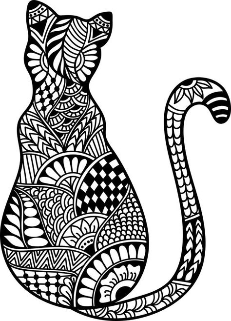 cat doodle greeting card, colour your own cat Cat Zentangle, Zentangle Animals Art, Get Well Soon Wishes, Simple Cat Drawing, Zentangle Animals, Zen Doodle Patterns, Cat Mandala, Mandala Art Therapy, Zen Doodle Art