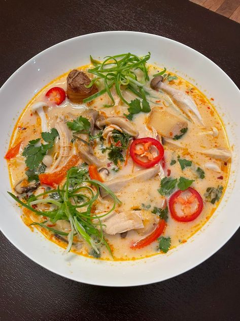 Tom Kha Gai - Thai Coconut Chicken Soup - Easy DIY Recipes Tom Kha Gai Soup, Tom Kha Soup, Coconut Chicken Soup, Thai Coconut Chicken Soup, Thai Coconut Chicken, Lemongrass Paste, Tom Kha Gai, Thai Coconut Soup, Tom Kha