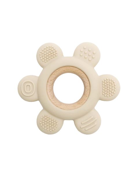 Beige  Collar  Silicone  Baby Teethers Embellished   Baby Supplies Wooden Teething Ring, Making Wooden Toys, Teething Relief, Wooden Teether, Fine Motor Skills Development, Baby Teething Toys, Cleaning Toys, Teether Toys, Silicone Teether