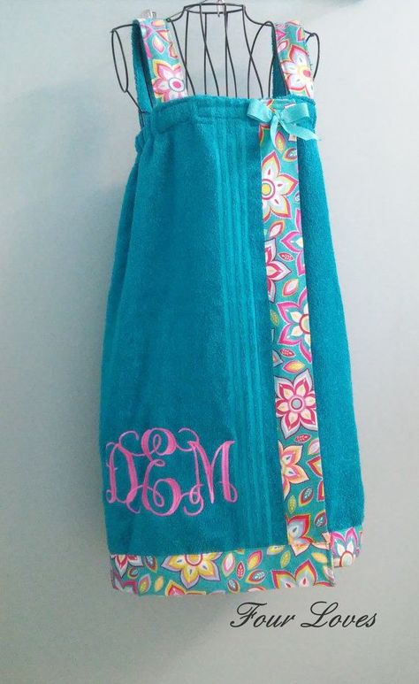 Personalized Girls Terry Velour Spa Wrap By Deliciousdesignsshop A26 Sewing Projects Ideas, Spa Wraps, Towel Dress, Bath Wrap, Spa Towel, Monogram Towels, Top Sewing, Sew Ins, Towel Crafts