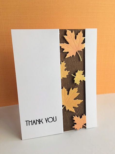 Poppystamps Cards, Thank U Cards, Fall Cards Handmade, Autumn Cards, Handmade Thank You Cards, Iris Folding, Leaf Cards, Mini Cards, Flower Stencil