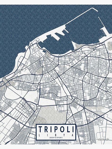 "Tripoli City Map of Libya - Coastal" Poster for Sale by deMAP | Redbubble Libya Map, Maps Design, Tripoli Lebanon, Tripoli Libya, City Maps Design, King Of Spades, Archi Design, Makeover Bedroom, Urban Street Art