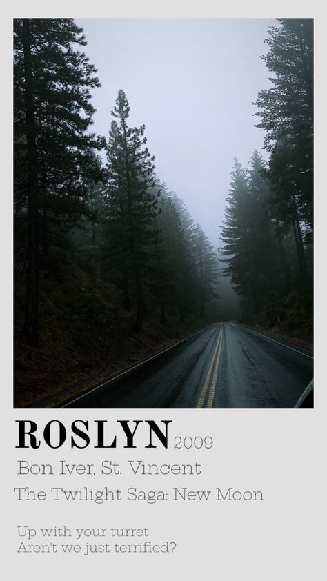 Polaroid of Roslyn by Bon Iver and St. Vincent #music #twilight #boniver #st.vincent #vintage #newmoon #roslyn #twilightsaga #2009 Roslyn Aesthetic, Bon Iver Aesthetic, Twilight Playlist, Twilight Wedding Scene, Roslyn Bon Iver, Twilight Songs, France Scrapbook, Bella Swan Aesthetic, Swan Aesthetic