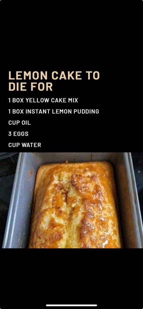 Grandma Cooking, Lemon Pudding, Yummy Chicken Recipes, Yellow Cake, Sweet Breads, Cake Mix Recipes, Yellow Cake Mixes, Lemon Recipes, Lemon Cake