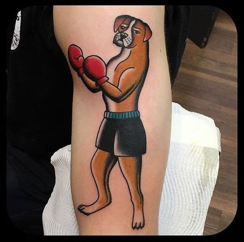 Boxer Tattoo. Boxer Dogs Tattoo, Boxer Tattoo Dog, American Traditional Boxer, Boxer Dog Tattoo Ideas, Chapel Tattoo, Boxing Gloves Tattoo, Boxer Dog Tattoo, Boxer Tattoo, Boxing Tattoos