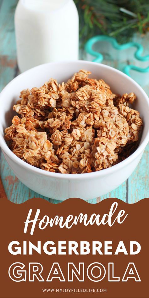 This gingerbread granola recipe is so simple to make and is great any time of the day - a bowl for breakfast, a handful for a snack, and a topping for your ice cream or dessert! Gingerbread Granola Recipe, Inexpensive Dinner Recipes, Gingerbread Granola, Snack To Make, Easy Granola Recipe, How To Make Gingerbread, Easy Granola, Granola Recipe Homemade, Granola Recipe