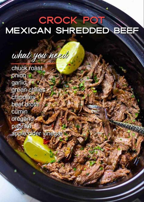 Crock Pot Mexican, Nachos Recipe Beef, Crockpot Recipes Mexican, Shredded Beef Recipes, Beef Crockpot, Shredded Beef Tacos, Mexican Shredded Beef, Mexican Beef, Sunday Dinners