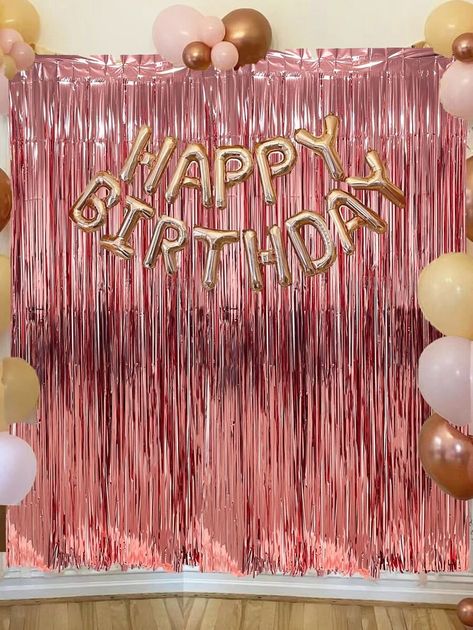 1pc Party Backdrop, Metallic Foil Fringe Tinsel Curtain, Adult Kids Birthday Party Wedding Decoration Baby Shower Favor Supplies for Sale New Zealand| New Collection Online| SHEIN New Zealand Rose Gold Backdrop Birthday, 50 And Fabulous Party, Tinsel Curtain, Pet Event, 18th Birthday Decorations, Fringe Backdrops, Birthday Planning, Party Background, Baby Shower Favor