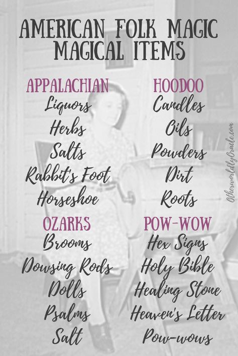 American Folk Magic: Types of folk magic and their common magical items. Ozark Folk Magic, Appalachian Folk Medicine, Granny Magic Appalachian, Appalachian Granny Witchcraft, Appalachian Magic, Grimoire Inspiration, Granny Magic, Spiritual Topics, Knot Magic