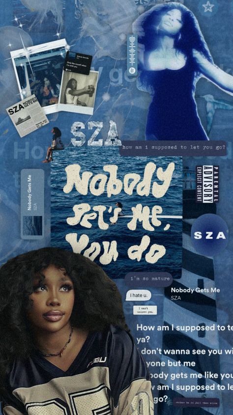 Nobody gets me, you do- SZA 💙🌊 Snooze By Sza Wallpaper, Nobody Gets Me Sza Wallpaper, Sza Wallpapers Ipad, Sza Quotes Wallpaper, Sza Aesthetic Wallpaper Iphone, Sza Fanart, Sza Aesthetic Poster, Nobody Gets Me Sza, Sza Makeup