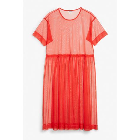 Monki | View all new | Mesh dress ($44) ❤ liked on Polyvore featuring dresses, double layer dress, monki, red dress, mesh dress and layered dress Red Mesh Dress, Dresses Layered, Red Ruffle Top, Double Layer Top, Frilly Top, Double Layer Dress, Mesh Overlay Dress, Sheer Mesh Dress, Flounce Top