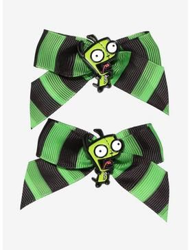 Invader Zim GIR Stripe Hair Bow Set, Black Striped Hair, Scene Kid Hair, Mai Cosplay, Scene King, Pizza Tacos, Stripe Hair, Invader Zim Gir, Striped Hair, Zim Gir