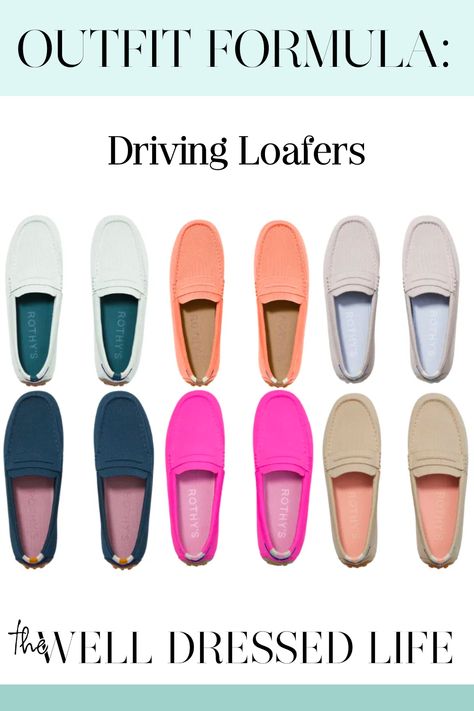 Outfit Formula: Driving Loafers Driver Shoes Outfit Woman, Driving Shoes Women's Outfit, Driving Moccasins Outfit, Driving Loafers Women Outfit, Moccasin Outfit, Loafers With Jeans, Loafers Women Outfit, Loafers Street Style, Womens Driving Loafers