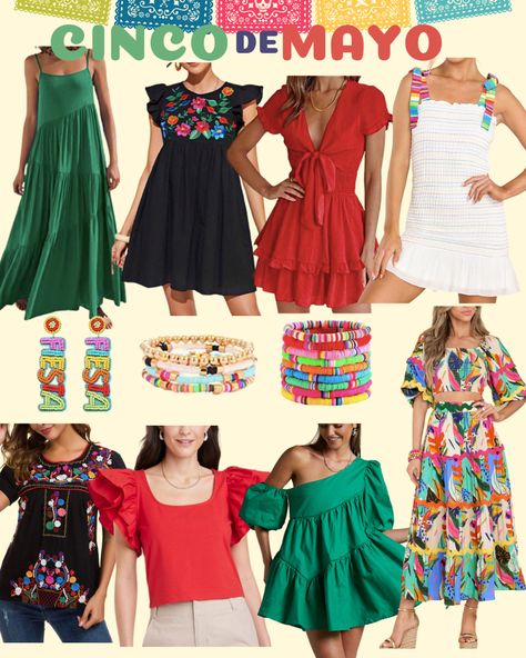 Mexican Theme Dress Up, Fiesta Themed Party Outfit, Taco Party Outfit Ideas, Mexican Themed Dress, Final Fiesta Bachelorette Outfit Ideas, Fiesta Party Outfit Ideas, Mexican Theme Party Costume, Mexican Inspired Outfit Women, Mexican Attire Women Party