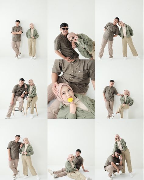 Fun Prewedding Ideas, Konsep Foto Prewed Studio, Prewedding Pose Ideas, Prewed Studio Casual, Prewed Casual, Prewed Studio, Pre Wedding Photoshoot Props, Studio Photoshoot Ideas, Wedding Photo Studio