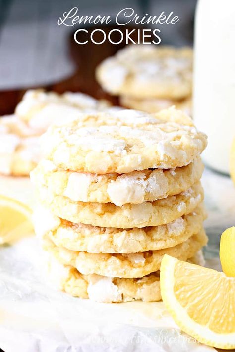 Large Lemon Cookies, The Best Lemon Cookies, Limoncello Cookies, Wedding Baking, Strawberry Lemonade Cookies, Easy Strawberry Lemonade, Crinkle Cookies Recipe, Lemon Crinkle Cookies, Lemon Cookies Recipes