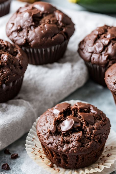 Chocolate Zucchini Muffins Recipe

Ingredients

- 1 medium zucchini, grated
- 1 cup all-purpose flour
- 1/3 cup unsweetened cocoa powder
- 1 teaspoon baking soda
- 1/2 teaspoon salt
- 1/2 cup sugar
- 1/4 cup brown sugar
- 1/2 cup vegetable oil
- 2 large eggs
- 1 teaspoon vanilla extract
- 1/2 cup chocolate chips (optional)

Instructions

- Preheat the oven to 350°F (175°C) and line a muffin tin with paper liners.
- In a large bowl, whisk together flour, cocoa powder, baking soda, and salt. In another bowl, mix sugars, oil, eggs, and vanilla until well combined. 

Full Recipe on... Chocolate Zucchini Mini Muffins, Gf Chocolate Zucchini Muffins, Cocoa Powder Muffins, Chocolate Brownie Muffins, Zucchini Muffins Chocolate Chip, Protein Zucchini Muffins, Healthy Muffins Recipes, Zucchini Muffins Recipes, Zucchini Chocolate Muffins