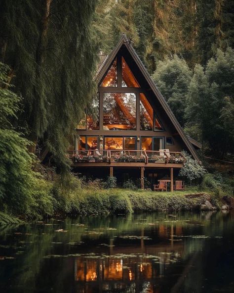 Woods Project, Cabin Aesthetic, Jungle House, Dream Cottage, A Frame Cabin, Fantasy House, A Frame House, Cabin Life, Forest House