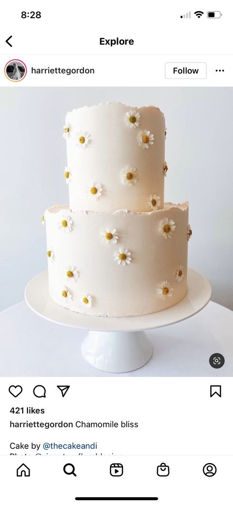 Wedding List, Wedding Cakes With Flowers, Cake Tasting, Chamomile Flowers, Flower Cake, Party Cakes, Vanilla Cake, Sage Green, Wedding Cake