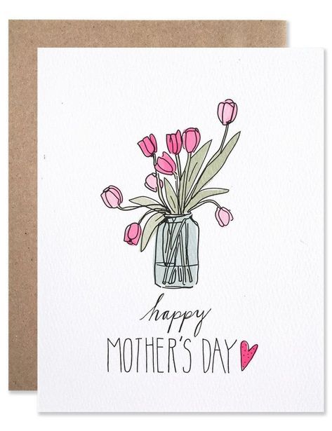 Mothers Day Crafts, Birthday Bullet Journal, Mothers Day Drawings, Diy Mother's Day Crafts, Tulips Card, Mother's Day Card, Blank Card, Craft Videos, Kraft Envelopes