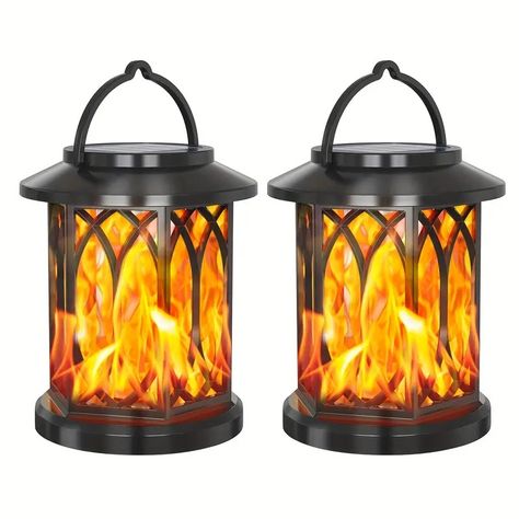 1 2 4 Pack Solar Hanging Lantern With Flickering Flame Outdoor Lanterns Plastic Material Solar Powered Charging Waterproof Solar Powered Led Lighting Switch Control For Garden Yard Porch Lawn Halloween Decoration | Check Out Today's Deals Now | Temu Candle Garden, Solar Candles, Solar Lantern Lights, Hanging Lantern Lights, Solar Lanterns Outdoor, Flickering Candle, Solar Hanging Lanterns, Solar Powered Lanterns, Hanging Solar Lights