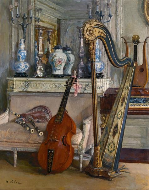 Lobre, Maurice - Salon de la musique | Flickr - Photo Sharing! Art Musical, Musical Art, Music Aesthetic, Classical Art, Music Room, Musical Instrument, Interior Art, Harp, Classical Music