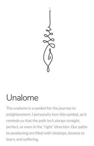 Unalome The unalome is a symbol for ihejourney to enlightenment I personally love this symbol. as it reminds us that the path isn't always straight. perfect, or even in the "right" direction. Our paths to awakening are ﬁlled with missteps, lessons to learn, and suffering. – popular memes on the site ifunny.co Tattoo Meaningful Symbols, Spiritual Tattoo Designs, Positivity Tattoo, Tattoo Meaningful, Spiritual Tattoo, Freedom Tattoos, Meaningful Symbols, Tato Henna, Self Love Tattoo