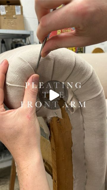 FRANKLIN & HARE on Instagram: "Pleat the front arm with me 🪡 ✂️ 

Fabric- @alhambra_fabrics 

#upholstery #upholsteryeducation #furniture #traditional #workshop #watchme #watchmework #learn #howto #tips #craftsman #craftsmanship #craftsmanstyle #artisan #trade #mondaymotivation #monday #insta #instagood #fabric #linen #fabricdesign #english #englishhome #interiors #interiordesign #englishantiques #antique #englishinteriors #antiquehome" Reupholster Couch Diy, Sofa Reupholstery, Diy Furniture Upholstery, Furniture Reupholstery, Reupholster Chair, Reupholster Furniture, Diy Couch, Upholstery Diy, Antique Sofa