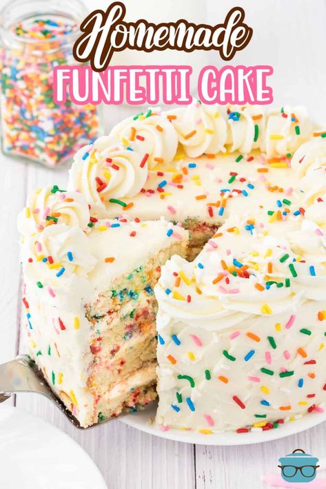 Funfetti Cake Recipe Homemade, Confetti Poke Cake, Spongebob Recipes, Confetti Cake Recipe, Funfetti Sheet Cake, Easy Birthday Cake Ideas, Funfetti Layer Cake, Funfetti Cake Mix Recipes, Sprinkle Birthday Cake