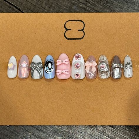 Sandy liang inspired 💅🏼 @sandyliang #sandyliang #sandyliangnails #nailartistnearme #nailartistinnj #nailtech #njnailtechs #custompressonnails #pressons #designerinspired #designernails #tokyonails #japanesenailart Sandy Liang Nails, Sandy Liang Aesthetic, Make Up Inspo, Sandy Liang, Soft Nails, I Love Nails, Nails Desing, Dope Nails, Love Nails