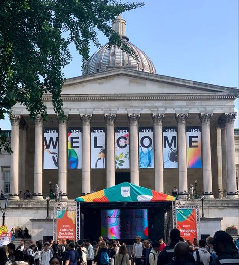 Welcome week 2023 at UCL UCL Main Quad during freshers’ week Ucl University, Welcome Week, University In England, Freshers Week, Good Night Story, Study In London, England Aesthetic, Aesthetic London, History Major