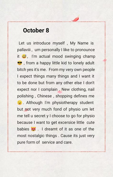 written with all my heart , love affection pour into it❤️! Self Introduction In Diary, Introduction Of Myself, Self Introduction, Love Affection, All My Heart, With All My Heart, Heart Love, My Heart, Craft Ideas