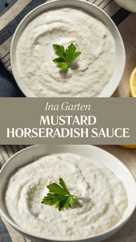 Ina Garten Mustard Horseradish Sauce Horseradish Sauce, Ina Garten, Horseradish Mustard Sauce, Horse Radish Sauce Recipe, Horseradish Sauce Recipe, Horseradish Recipes, Horseradish Cream Sauce, Creamy Mustard Sauce, Horseradish Cream