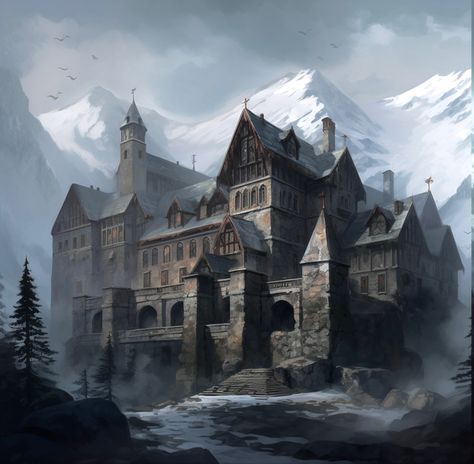 Fantasy Castle Concept Art, Dwarven Village, Viking Town, Dwarven City, Small Castle, Fantasy City Map, Fantasy Town, Fantasy Rooms, Medieval Houses