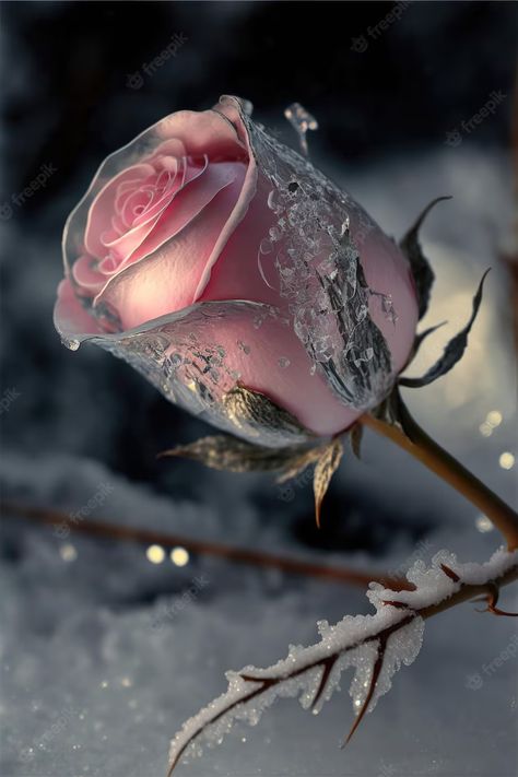 Premium Photo | Frozen magic red rose in the snow romantic background Roses In Snow, Snow Romantic, Frozen Roses, Rose Knight, Romantic Snow, Different Types Of Aesthetics, Frozen Flowers, Snow Tattoo, Ice Flowers