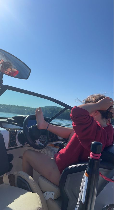 Let me drive the boat #lake #aesthetic #summer #summervibes #boat #sun #water #thesummeriturnedpretty #tsitp Motor Boat Aesthetic, Lake Boat Aesthetic, Driving A Boat, Boat Driving, Boating License, Lake Aesthetic, Boat Lake, Lake Summer, Ski Boats