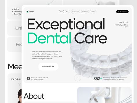 Dental Clinic Landing Page Design by Ceptari Tyas for Kanji Hyped on Dribbble Healthcare Website, Dental Website, Dental Design, One Page Website, Ui Design Website, Clinic Design, Web Design Tips, Landing Page Design, Dental Clinic