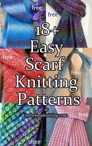 Easy Scarf Knitting Patterns. Most patterns are free. Go beyond garter stitch with these scarf patterns that have been rated as easy, some even suitable for beginners. These scarves are gorgeous ways to try out new techniques like lace and cables, or to take a break from more challenging projects. #knittingpatternsscarf Garter Stitch Scarf Pattern Free, Knitted Scarves Free Patterns Easy, Knit Scarf Patterns Free, Knitting Scarfs, Easy Scarf Knitting Patterns, Loop Knitting, Yarn Scarf, Cable Scarf, Braided Scarf